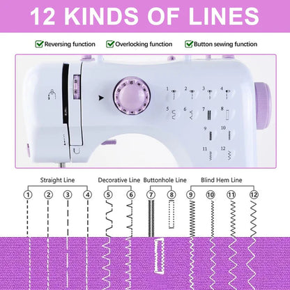 Sewing Machine with 12 Built-in Stitches