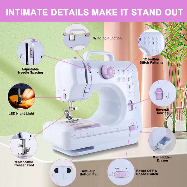 Sewing Machine with 12 Built-in Stitches