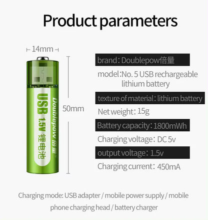 USB Rechargeable AA Batteries(Pack of 4)